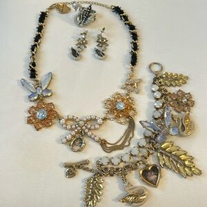 Betsey Johnson SET Vintage School of Dance Necklace Bracelet Earrings Ring
